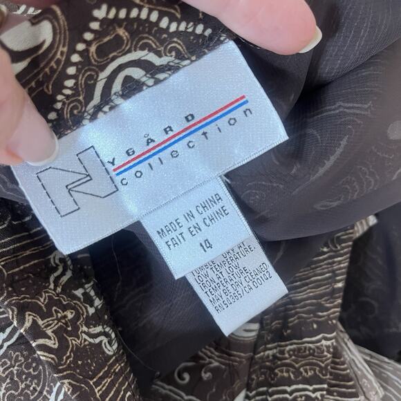 Nygard Collection Skirt size 14 Brown Paisley Sheer Faux Wrap Long Modest Career - Picture 12 of 12